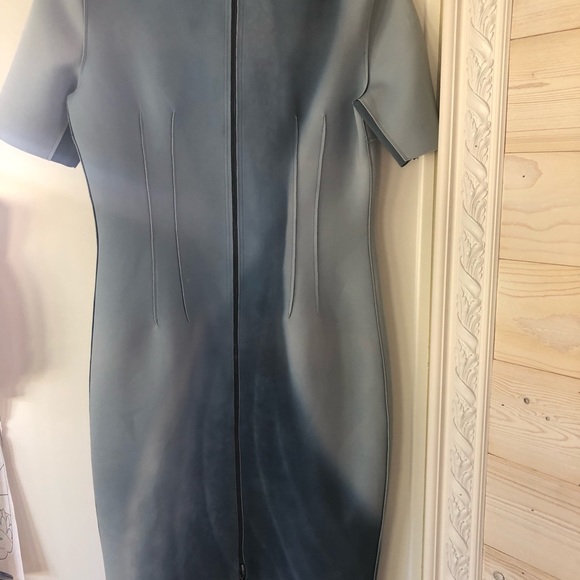 Ellie Tahari Gwenyth blue gray scuba reversible dress - Picture 4 of 7